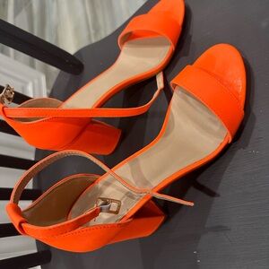 Women's Orange Ankle Strap Heels
